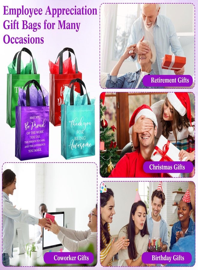 Tellingyou 24 Pieces Employee Appreciation Gift Bags Thank You Reusable Gift Bags with Tissues 8 x 4 x 10 Inch for Teacher Coworker Employee - Image 5